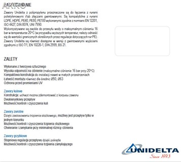 Zawór zwrotny UNIDELTA PE 40